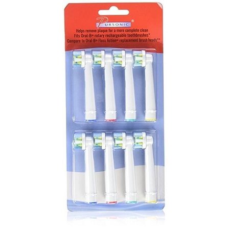 SAMSONIC TRADING COMPANY, INC PURSONIC EB25-8 Floss Action Replacement Brush Heads for Oral B - Pack of 8 EB25-8